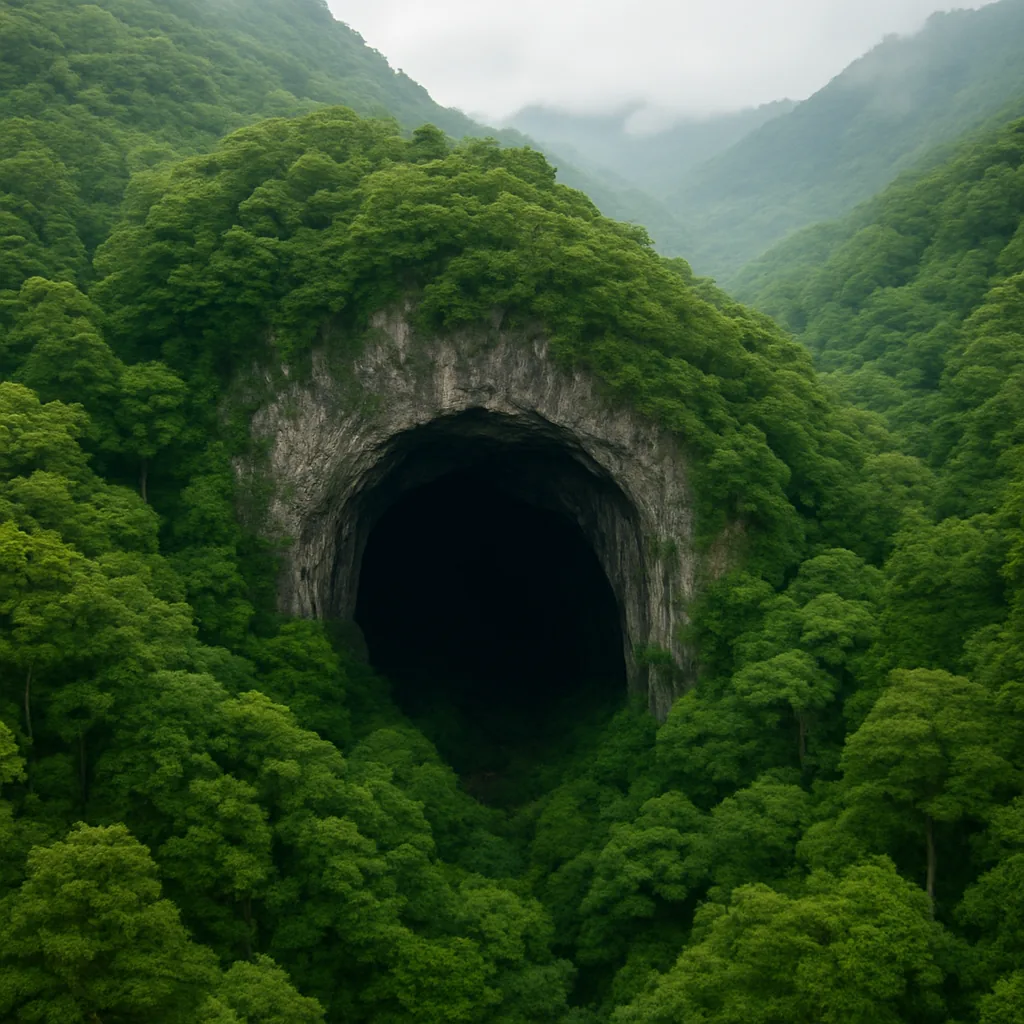 Natural cave entrance in Japanese forest — Ryugado, Kochi Prefecture